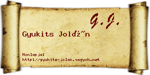 Gyukits Jolán névjegykártya